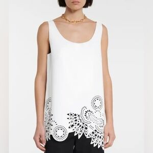 DRIES VAN NOTEN Laser Cut Leather Tank Top In Off White FR 38 US 6 M Org $1,420